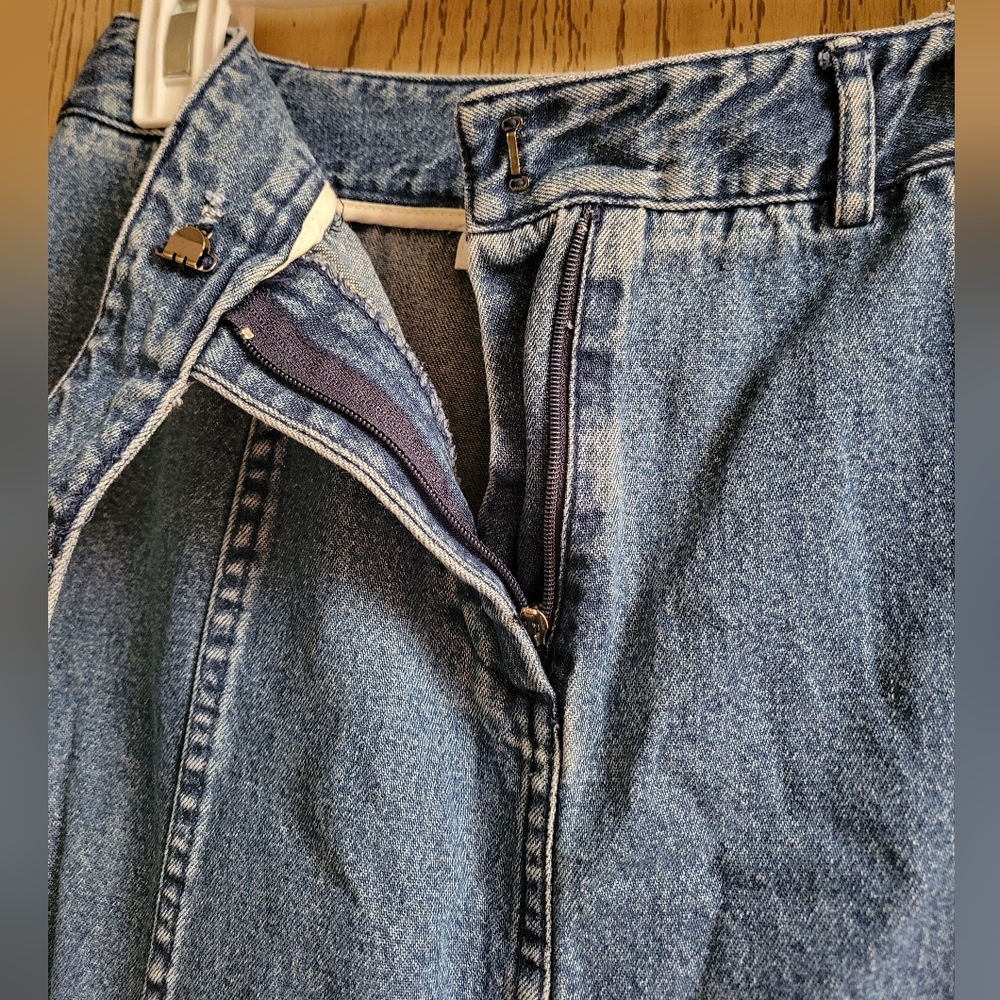 VTG 90s Y2K Charter Club PETITE Size 4P Denim Skirt Midi A-Line Retro Country - Picture 5 of 7